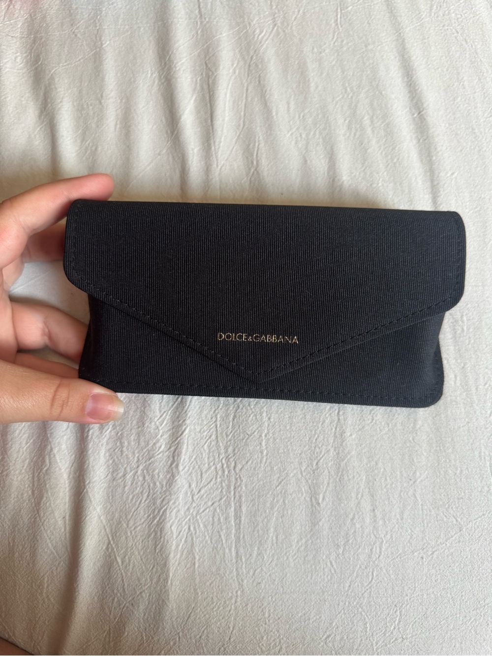 Dolce & Gabbana Black Envelope Clutch with Gold Logo Detail